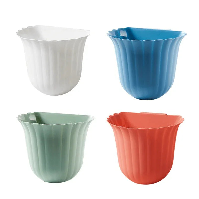 2 pcs kitchen hanging plastic trash can flower shape - Prozone