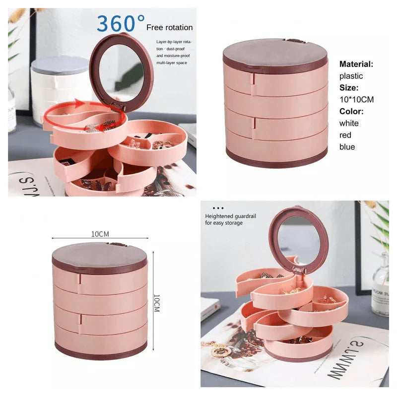 4 layer rotating mirror jewelry organizer - Prozone
