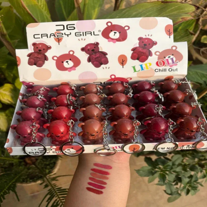 Pack of 6 Pcs Set Cute Teddy Bear Matte Glosses Bling glow - Prozone