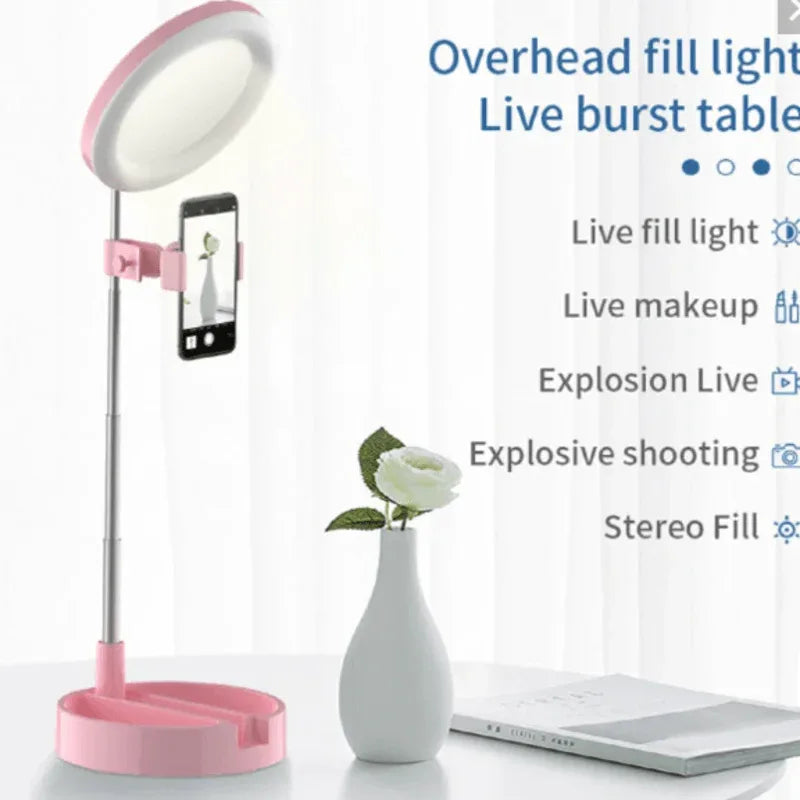 Portable led ring light & mirror phone stand - Prozone