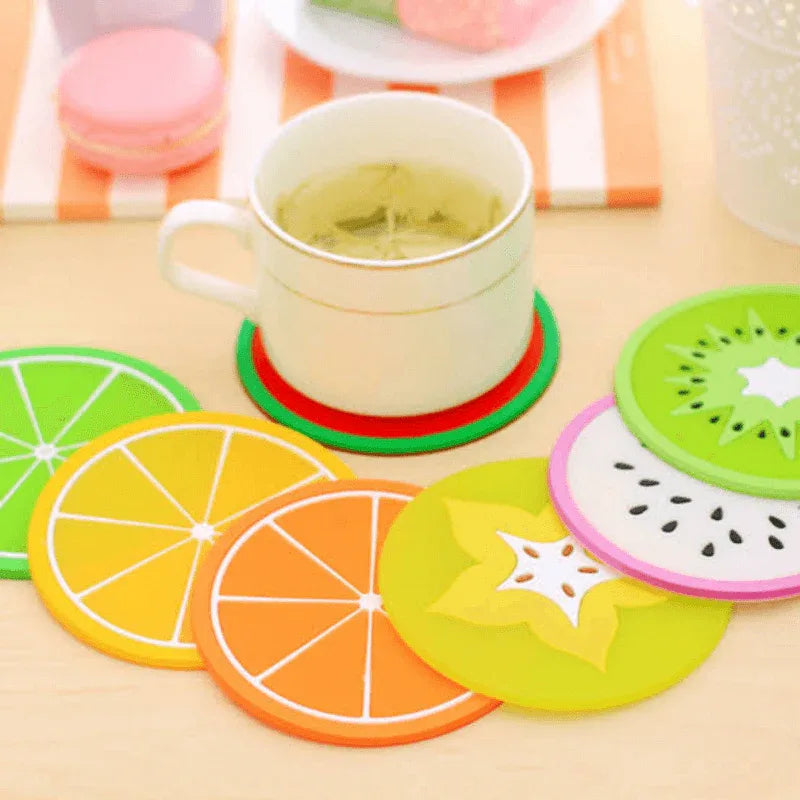 Drink placement mat cute silicone fruits cup mats - Prozone
