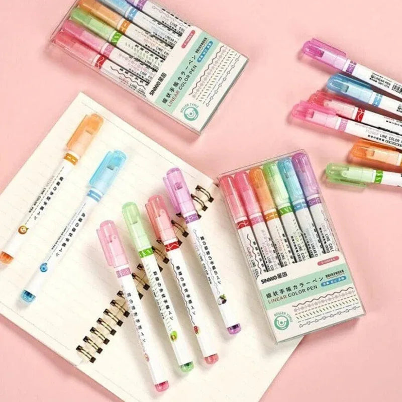 Pack Of 6 Linear Roller Design Color Pen - Prozone