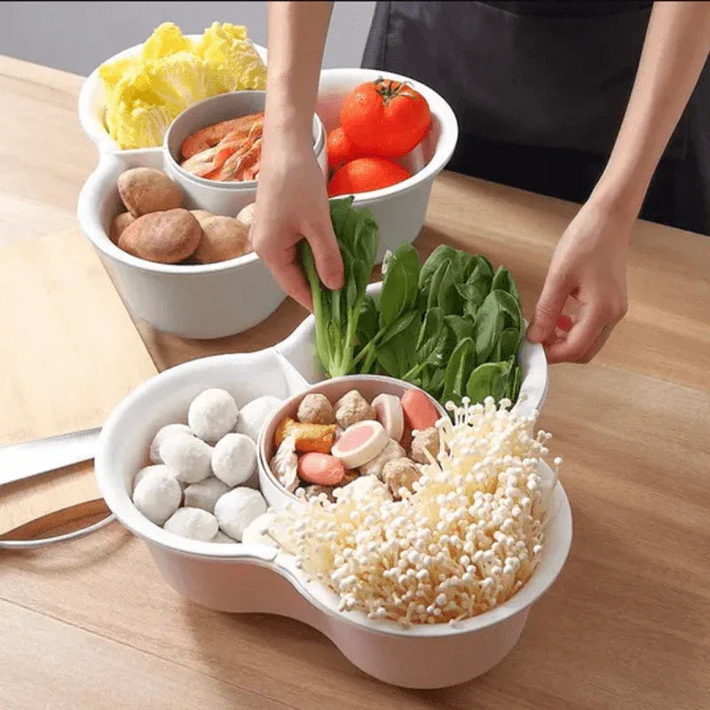 4 compartments wash basin vegetable basket - Prozone