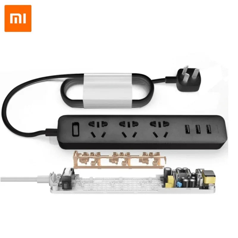 Xiaomi - mi power strip 3 sockets (universal, usb), black - Prozone