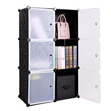 White Black Wardrobe Organizer Rack For Kids - 6 Cubes - Prozone