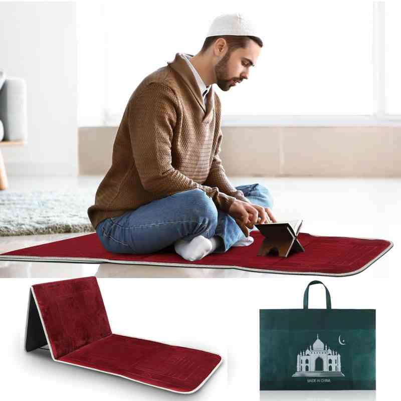 Foldable Prayer Mat with Backrest with Bag