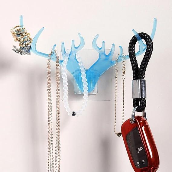 Deer head horn shaped key holder sticker wall - Prozone