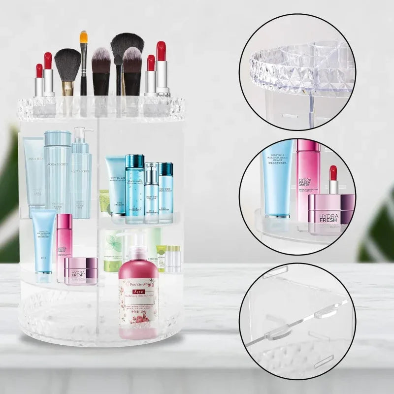 Rotating Crystal Cosmetics Makeup Organizer Box Pack - Prozone