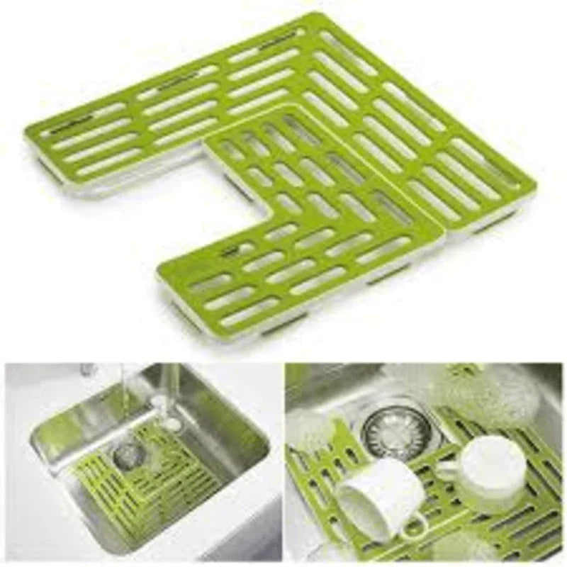 Plastic drain shelf for sink and kitchen table top - green - Prozone