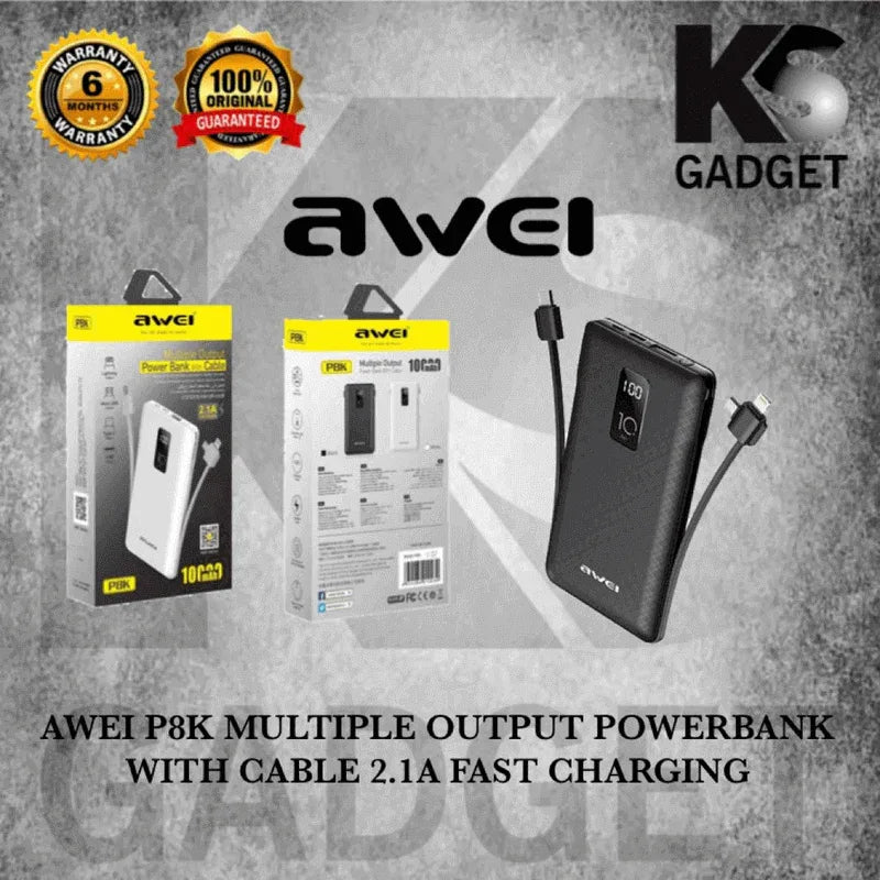 10000mah power bank awei p8k fast charging - Prozone
