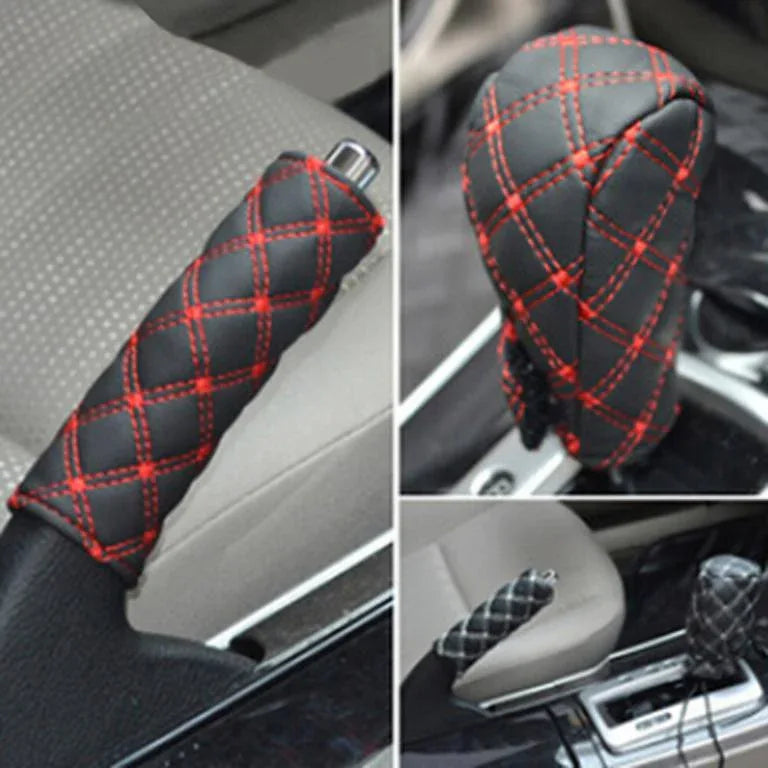 Faux leather hand brake shift knob cover gear case - Prozone