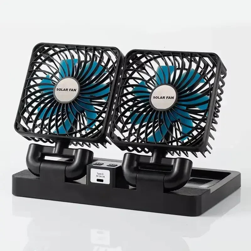 Solar rechargeable dual fan - Prozone