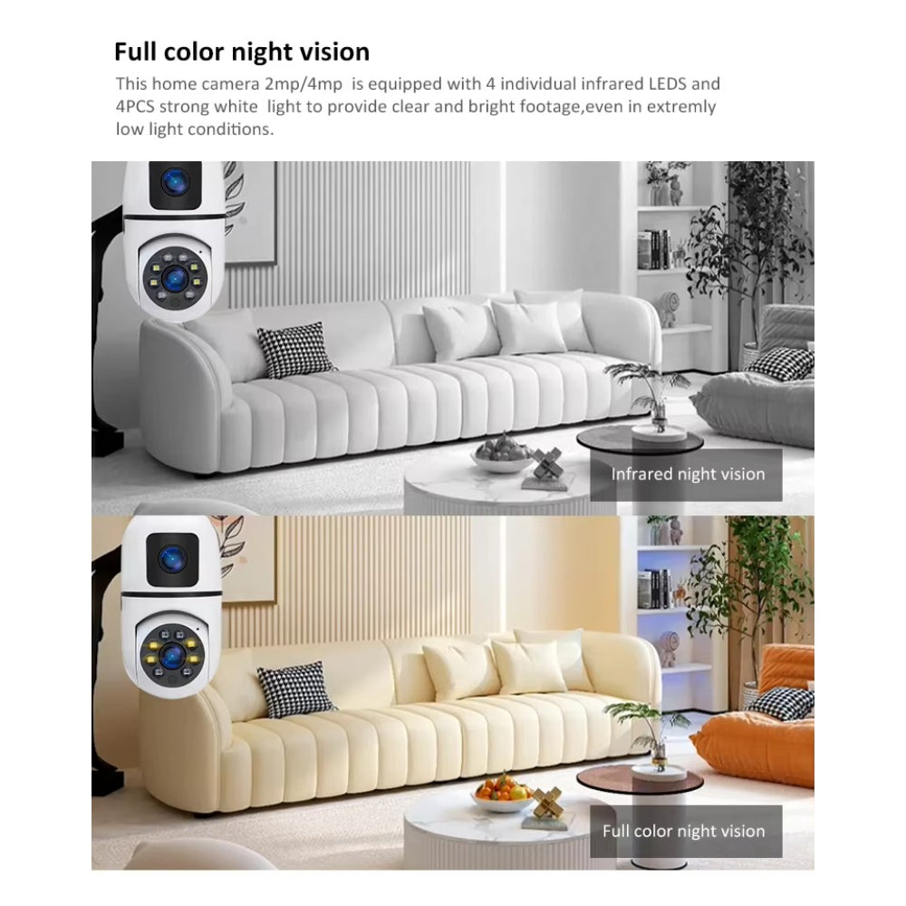 Smart bulb 2 lens camera for Home Surveillance