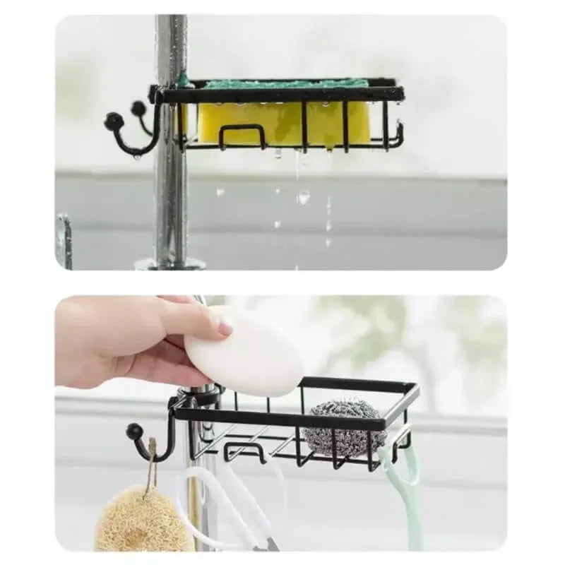 1 layer kitchen faucet tap caddy rack - black - Prozone