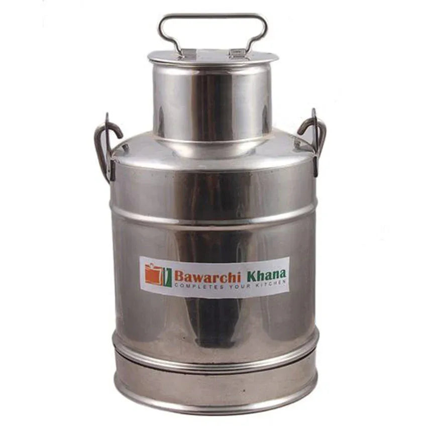 Stainless steel milk can with lid silver(9 liter) - Prozone
