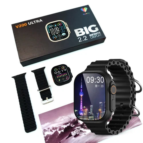 V200 NEW FASHION ULTRA 2.2 LARGE SCREEN IP68 WATERPROOF SPORT SMART WATCH