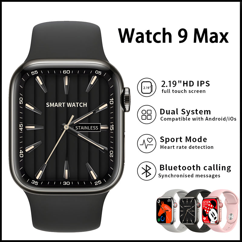 Watch 9 Max Series 9 Smartwatch (2.19 Inch IPS) 22mm Strap WITH Laxasfit APP Black