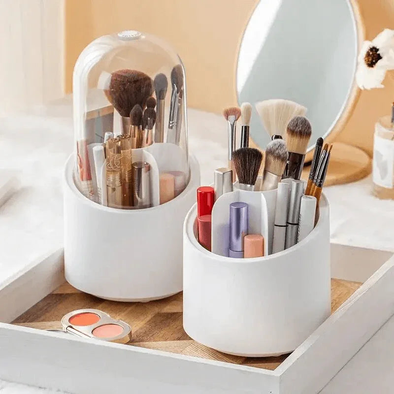 Rotating makeup brush holder with lid - Prozone