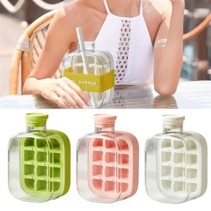 Ice Cube Tray Water Bottle with Lid and Bin - Prozone