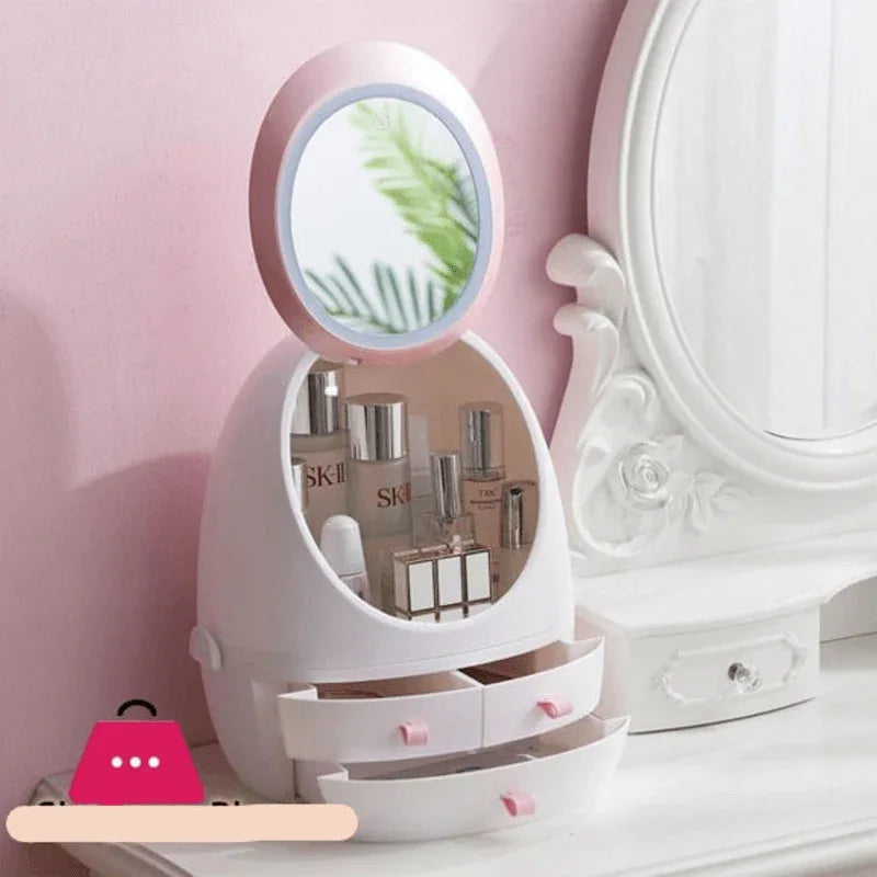 360 rotating led mirror makeup organizer - Prozone