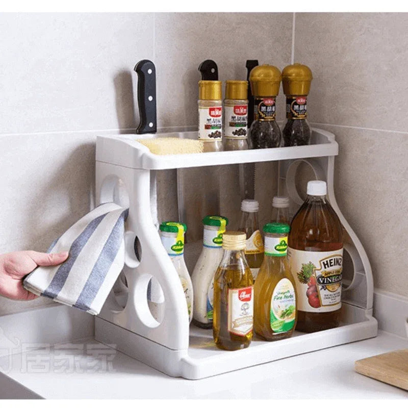 Double layer kitchen racks seasoning storage - Prozone