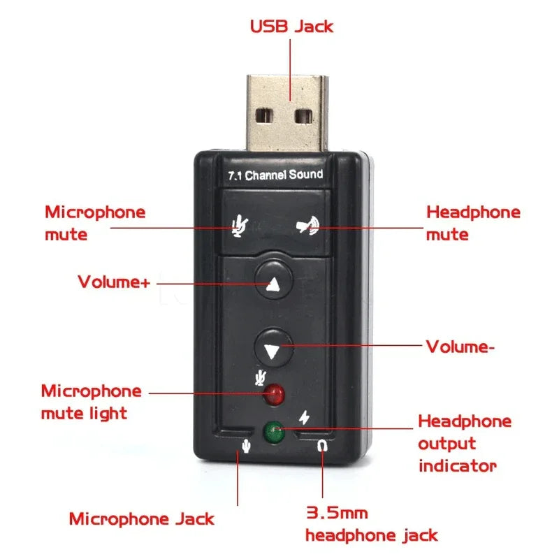 Mini external usb sound card 7.1 ch 3d audio adapter - Prozone