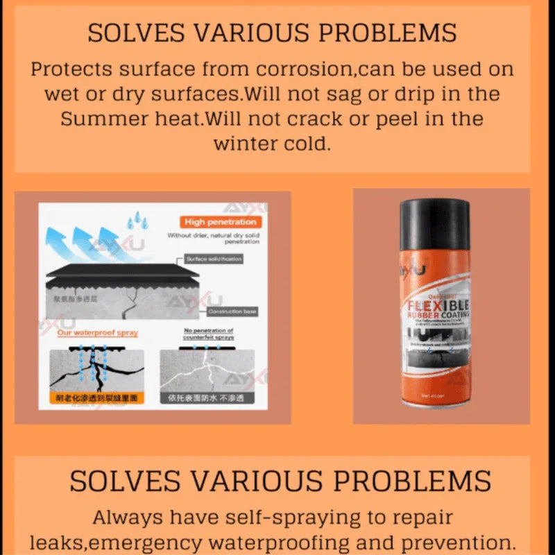 Rubber coating spray flexible leak sealant waterproof - Prozone