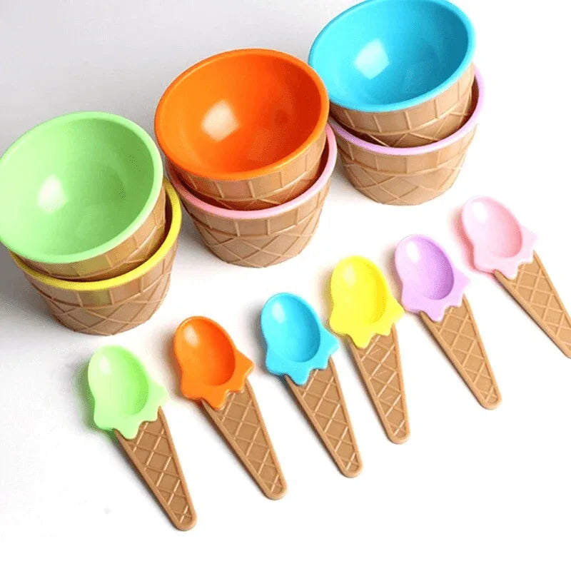 Pack of 2 cute ice cream bowl with a spoon - Prozone