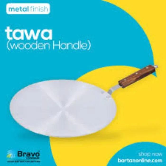Bravo metal tawa with wooden handle - silver - Prozone
