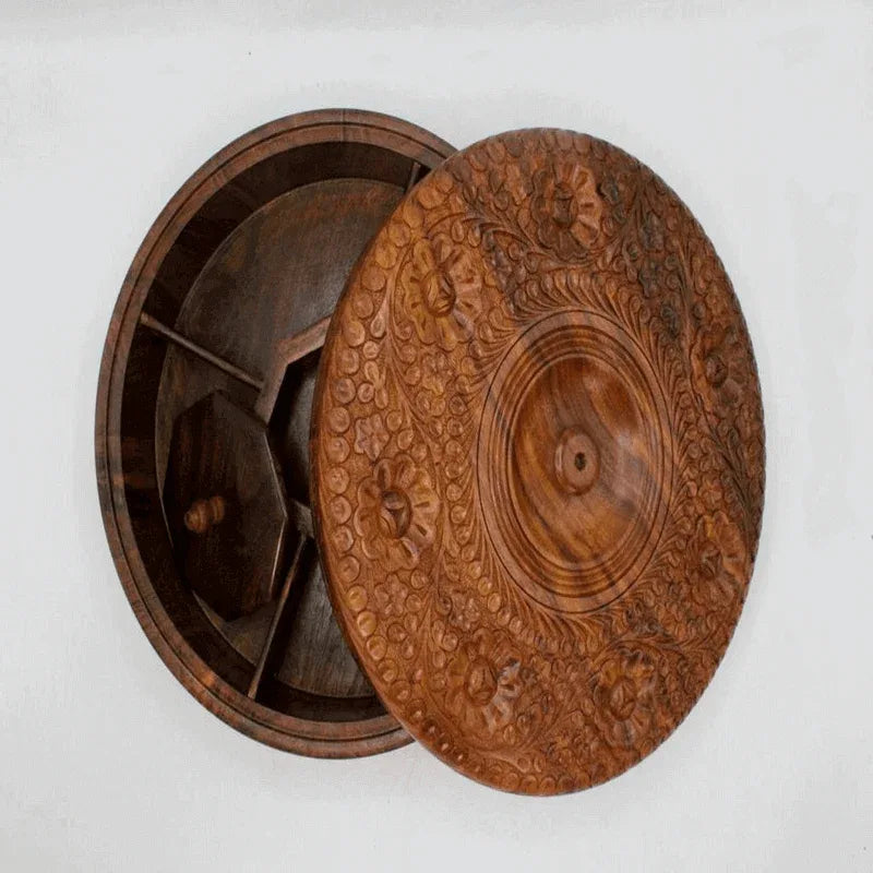 Sheesham wood dry fruit tray with lid - Prozone