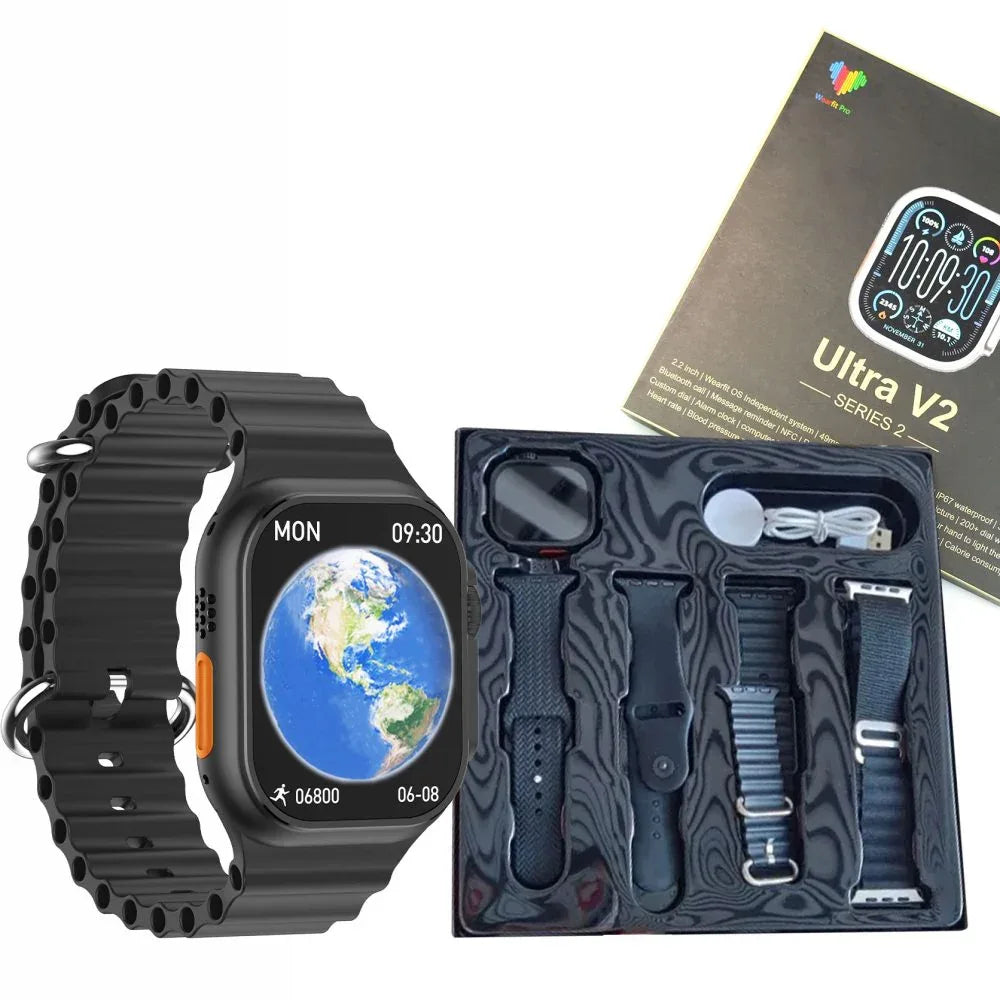 ULTRA V2 NEW FASHION 2.2 LARGE SCREEN WITH 4 STRAPS SMART WATCH WITH WearFit Pro APP - Prozone