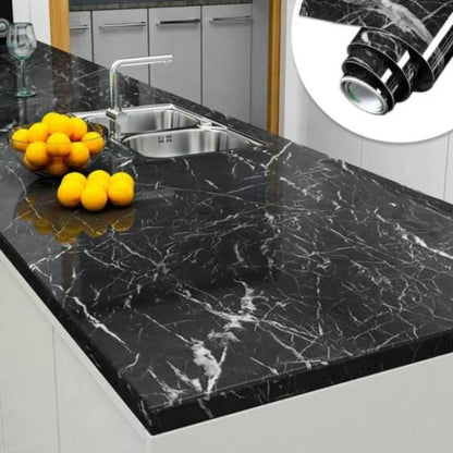 Self adhesive furniture sticker (black marble) - Prozone