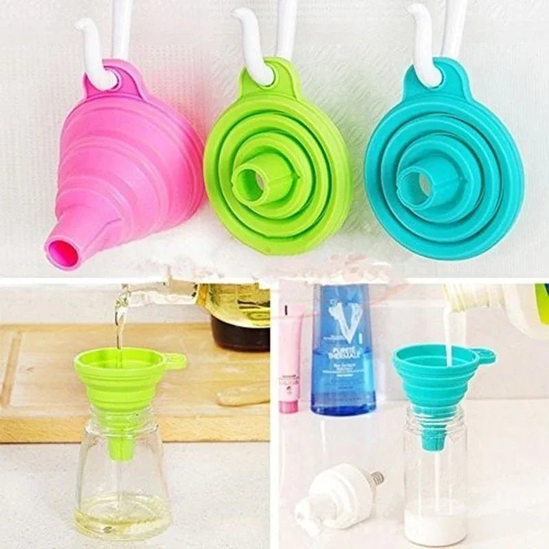 Folding silicone funnel for kitchen multicolor - Prozone
