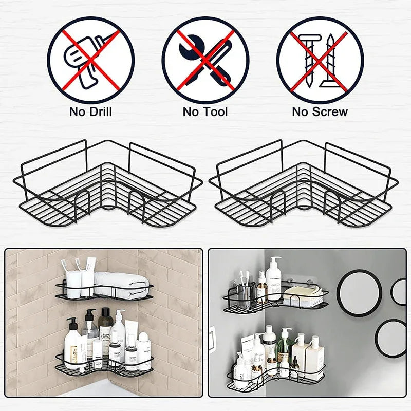 Storage organizer for bathroom and kitchen corner walls - Prozone