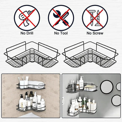 Storage organizer for bathroom and kitchen corner walls - Prozone