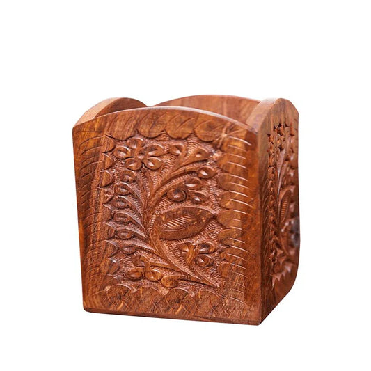Wooden pen holder round -- brass engraving - Prozone