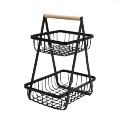 2layer iron basket with wooden handle - Prozone