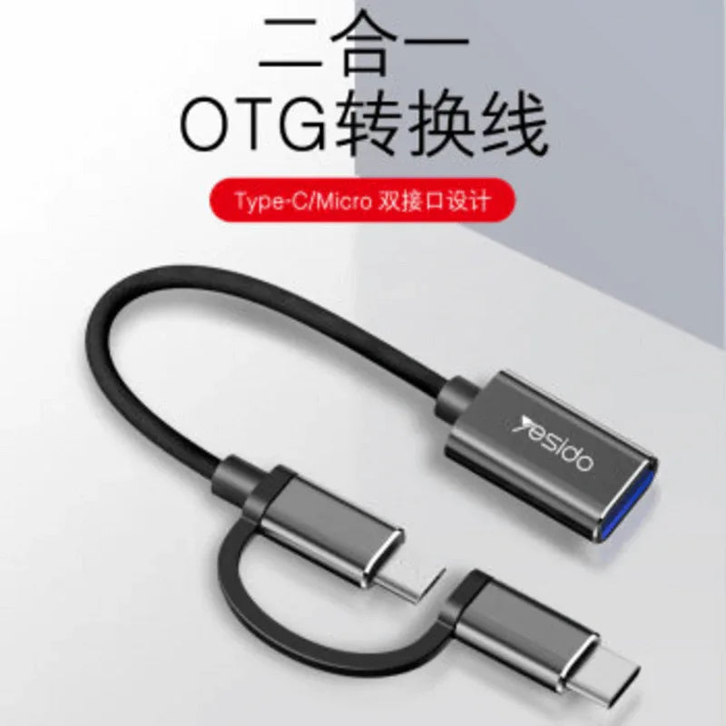 Yesido otg adapter type-c android two-in-one usb (gs02 black) - Prozone