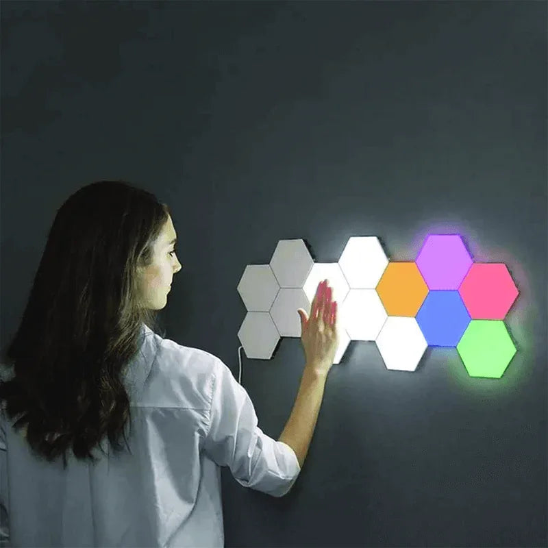 3 pcs hexagonal colorful sensor wall light - Prozone