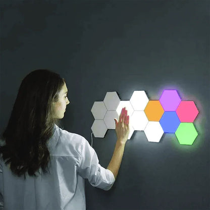 3 pcs hexagonal colorful sensor wall light - Prozone