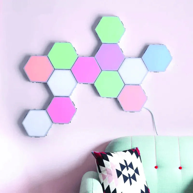 3 pcs hexagonal colorful sensor wall light - Prozone