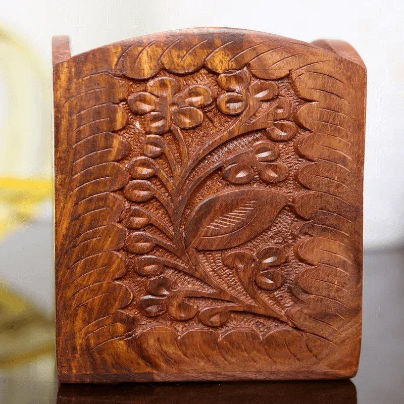 Wooden pen holder round -- brass engraving - Prozone
