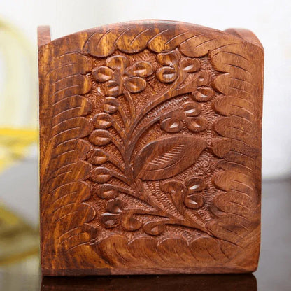Wooden pen holder round -- brass engraving - Prozone