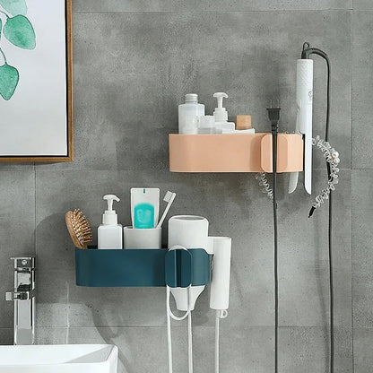 Multifunctional punch free wall mounted hair dryer storage holder - Prozone