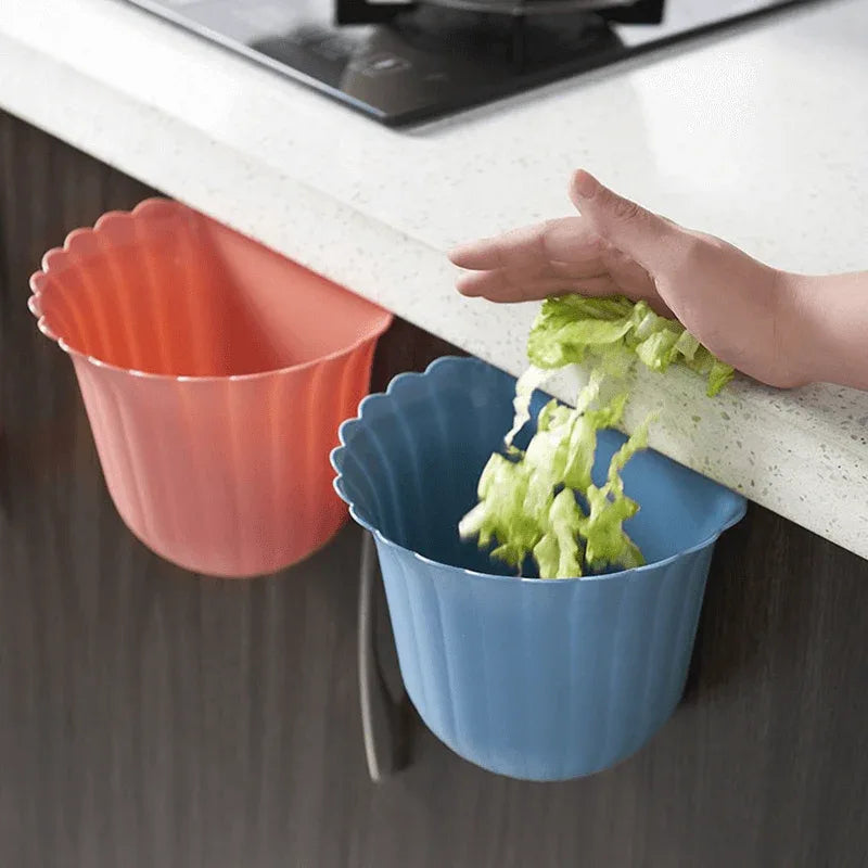 2 pcs kitchen hanging plastic trash can flower shape - Prozone