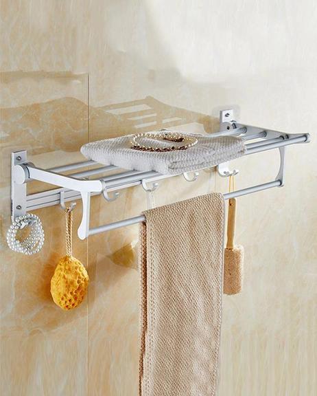 Aluminum folding double bar wall-mounted bathroom rack - Prozone