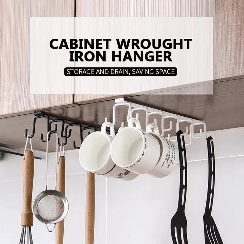 Double row hooks iron rack kitchen utensils holder - Prozone