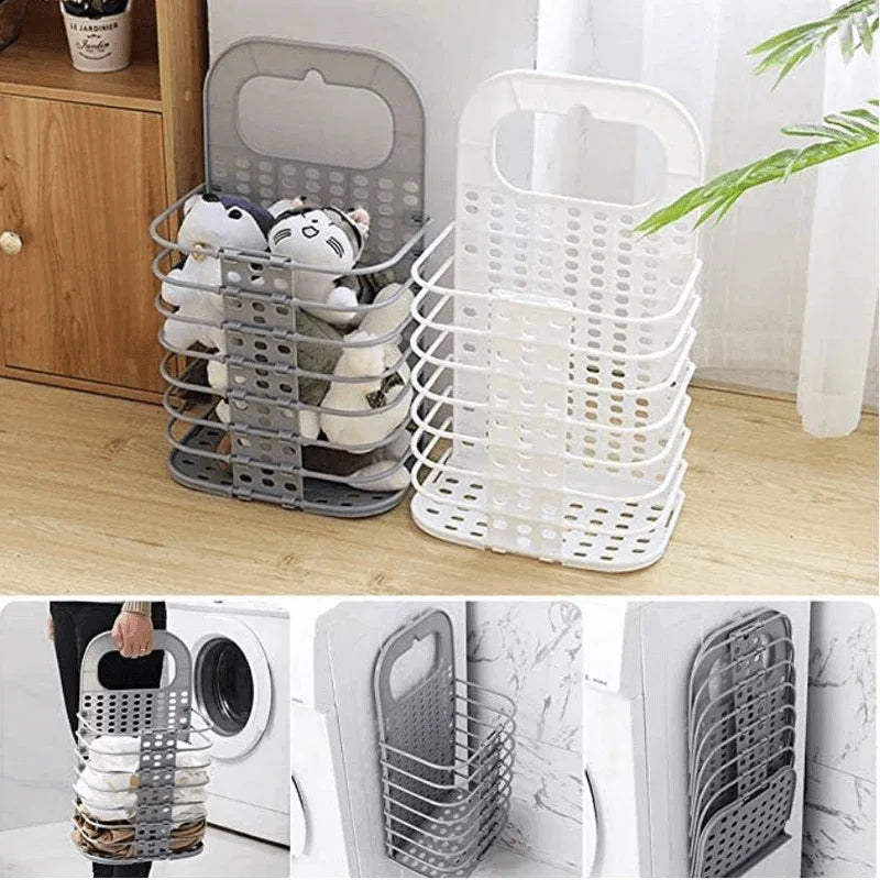Foldable bathroom hanging mesh laundry basket - Prozone