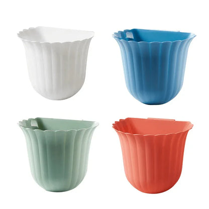 2 pcs kitchen hanging plastic trash can flower shape - Prozone