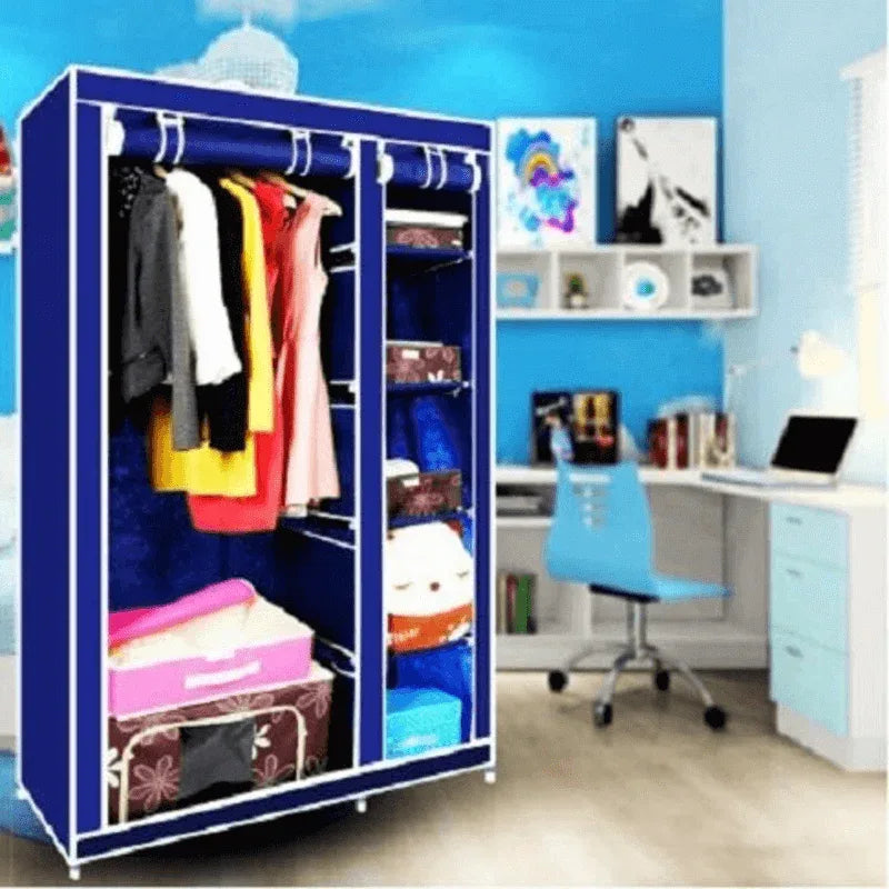 Collapsible cloth wardrobe (blue) - Prozone